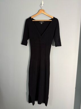 Rampage Black Wrap-Style Midi Dress
